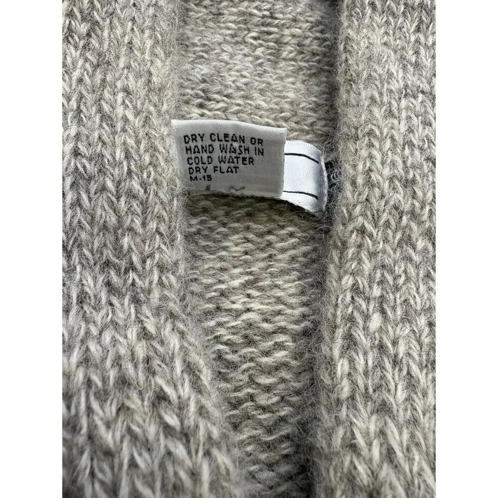 Vintage 80s GAP 100% Wool Cowl Neck Sweater Beige Maroon Stripe MED/LRG - Picture 7 of 8